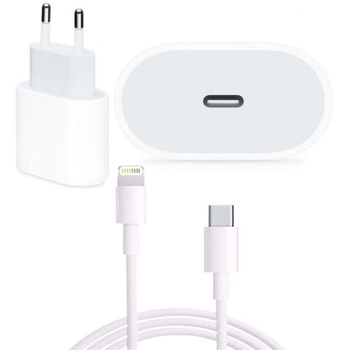 Chargeur Usb-C 20w + Cable De Charge Type C Vers Lightning 1 Mtre Compatible Pour Iphone 14 Plus Couleur Blanc - Visiodirect -