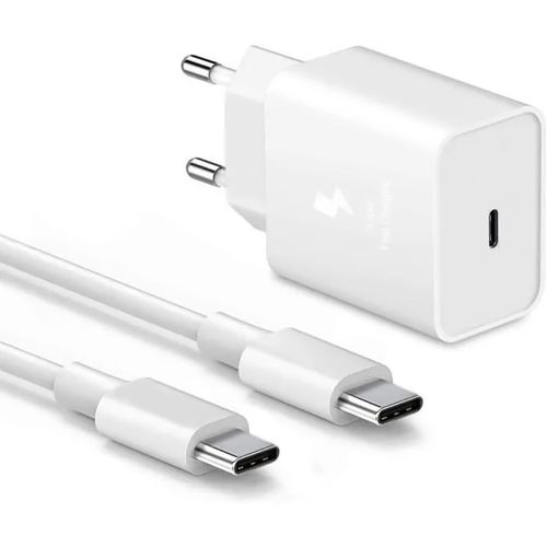 Chargeur Usb-C 25w + Cble Usb-C Vers Usb-C 1m Blanc Pour Samsung Galaxy A34 A54 A32 4g/5g A31 A30 - E.F.Connection