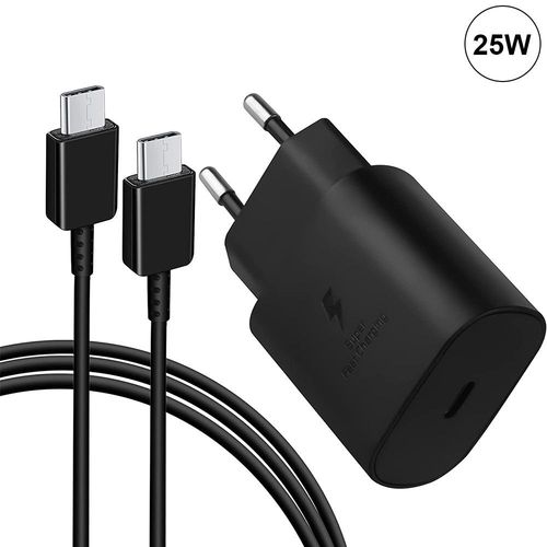 Chargeur Usb-C 25w + Cble Usb-C Vers Usb-C 1m Noir Pour Google Pixel 8 / 8a / 8 Pro / 7 / 7a / 7 Pro / 6 / 6 Pro / 6a - E.F.Connection