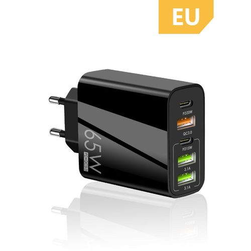 Chargeur Usb C  Charge Rapide 65w Type C Pd Qc3.0,Adaptateur De Tlphone Portable Pour Iphone Xiaomi Huawei Samsung Ipad Realme Oneplus Tablette - Type Eu Black #A