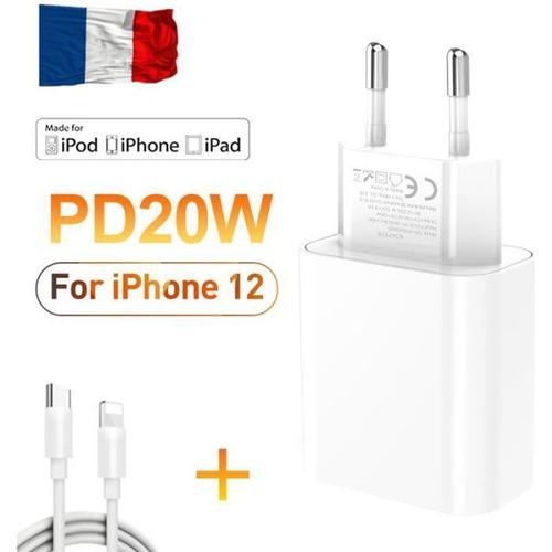 Chargeur Usb C  Charge Rapide Pd 20w Pour Iphone 12 Mini Pro Max 12 11 Xs Xr X 8 Plus Chargeur Pd Pour Ipad Air 4 2021 Ipad Pro