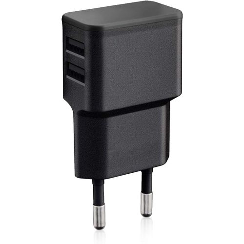 Chargeur Usb Double Compatible Avec Iphone 11 Pro Max, Galaxy S20, Note 10, A10, A20e, A40, A51, M30s, Huawei & Xiaomi (Alimentation Duo 2,4 A, 12w) Noir.[F3072]