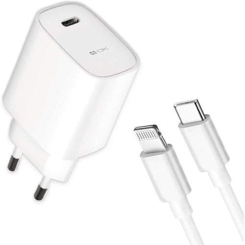 Chargeur USB Rapido 3.4 A. Chargeur rseau 220 V Compatible avec Apple, Samsung, Xiaomi, Huawei, avec cble USB vers Micro USB et Adaptateur USB-C vers Type C (USB Type C 20 W + cble de Cha.[F2947]