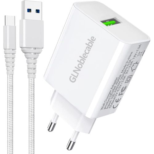 Chargeur Usb Secteur,Quick Charge 3.0 Rapide Chargeur Avce Cable Pour A52 A52s 5g A53 A54/A32 A42 A12 A13 A23 A02s A03s A14 S20 Plus Fe,Xiaomi Redmi Note 10 9 11 Pro 8 8t 7,Huawei P20 P30 Lite