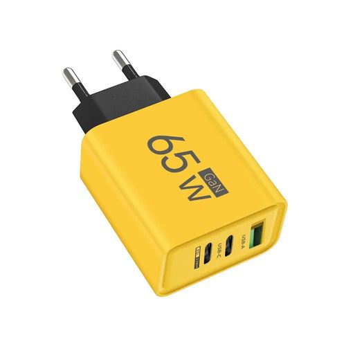Chargeur Usb Type C  Charge Rapide Pour Tlphone, Adaptateur Mural, Gan, Pd 3.0, 65w, Total, Iphone 15, Xiaomi, Huawei, Samsung, Oneplus-Yellow Eu