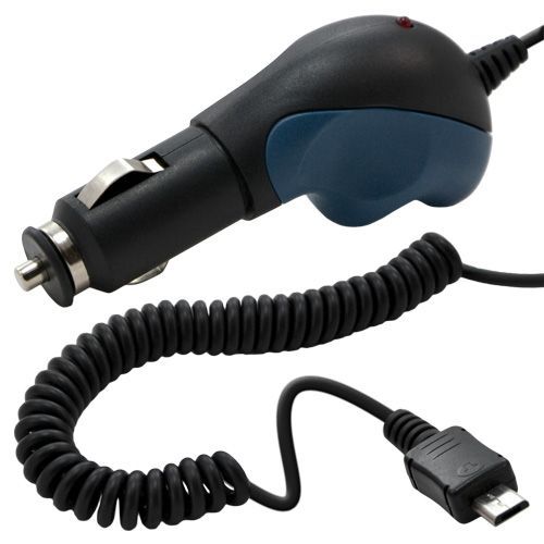 Chargeur Voiture Allume Cigare Micro Usb Filaire Couleur Bleu Pour Samsung : Gt-S3350 Chat 335 / Gt-S5260 Player City / Gt-S5330 Wave 533 / Gt-S5360 Galaxy Y / Gt-S5380 Wave Y / Gt-S5560 Player 5