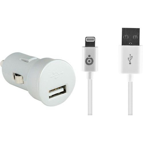 Mini Chargeur Allume-Cigare Blanc 1a Connectique Lightning