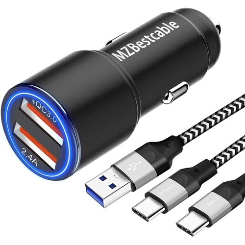 Chargeur Voiture Rapide Pour Samsung S20 S21 Plus Ultra Fe 5g,A53 A23 A51 A71 A52 A72 A32 A12 A52s,Xiaomi Redmi Note 10 9 11 Pro 8,Mi 11t 12 Lite,30w Allume Cigare Quick Charge 3.0,2m+2m Usb C Cable