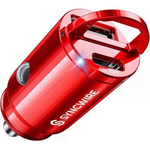 Chargeur Voiture Usb C - [Pd Pps 45w&qc 45w] Tout Mtal Mini Prise Allume Cigare Usbc Rapide Pour Iphone 15 14 13 12 11 Pro Max Xr X, Google Pixel 7/6 Pro, Samsung S23/S22/S21, Rouge.[F957]