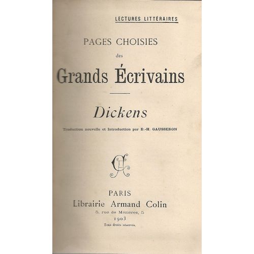 Pages Choisies Des Grands crivains   de charles dickens 