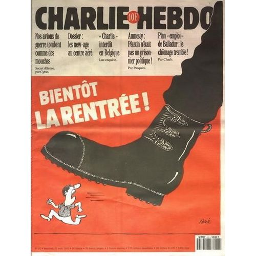 Charlie Hebdo N 61 Du 25/08/1993 - Bientot La Rentree Par Sine - Nos Avions De Guerre Tombent Comme Des Mouches Par Cyran - Les New-Age Au Centre Aere - Charlie Interdit En Belgique Par Luz - Amnesty / Petetin N'etait Pas Un Prisonnier Politique ...