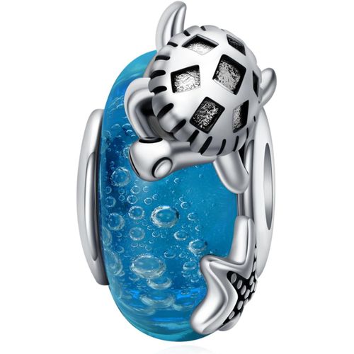 Charm En Argent Sterling 925 Pour Femmes Bracelets Collier MDuse Bleue Tortue D'ocAn Gemme Bleue Coquille De Poisson De Mer Pinces Toile De Mer Triple