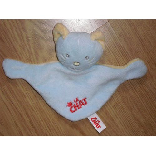 Chat Peluche Doudou Le Chat Jemini Face Bleu Dos Jaune Brode Rouge Triangle Chat Katze Cat Plat