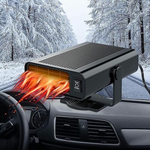 Chauffage De Voiture 2 En 1 12 V 150 W, Dgivreur De Pare-Brise Portable Et Rapide, Rotatif  360 Degrs, Avec Prise Allume-Cigare, 14 X 10,5 X 8 Cm (Noir)