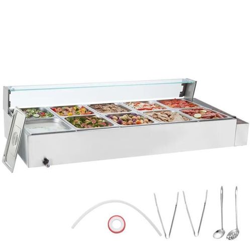Chauffe-Plat Buffet  10 Bacs De 7,6 L-Vevor-1700 W-Pour Rchauffer Aliments Restauration Soire Fte