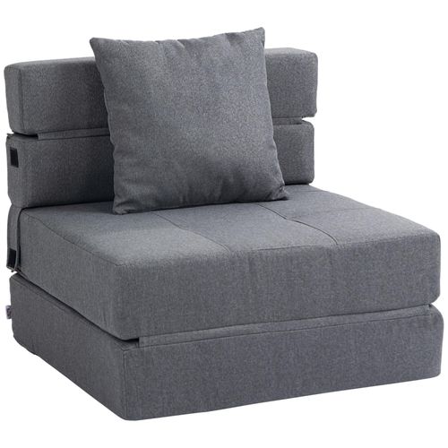 Chauffeuse Canap-Lit Convertible 1 Place - Coussin Dhoussable Inclus - Tissu Gris
