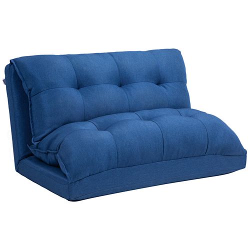 Chauffeuse - Matelas D'appoint Pliant - Fauteuil Convertible - Inclinaison Dossier Rglable 13 Positions - Tissu Lin Bleu