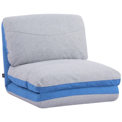 Chauffeuse - Matelas D'appoint Pliant - Fauteuil Convertible - Inclinaison Dossier Rglable 5 Positions - Tissu Polyester Aspect Lin Gris Clair Bleu