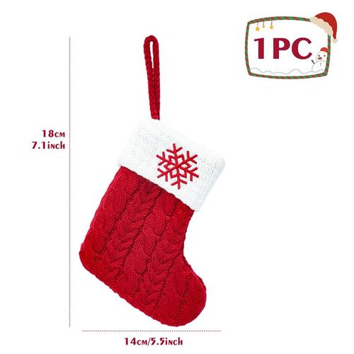 Chaussettes de Noel flocon de neige rouge, lettres de l
