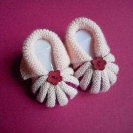 Chaussons Citrouilles Pumpkins Creations Rose Et Fuschia Avec Bouton Fleur Tricot Acrylique Idee Cadeau De Naissance 0 3 Mois Bebe Maternite Fait Main En France Rakuten