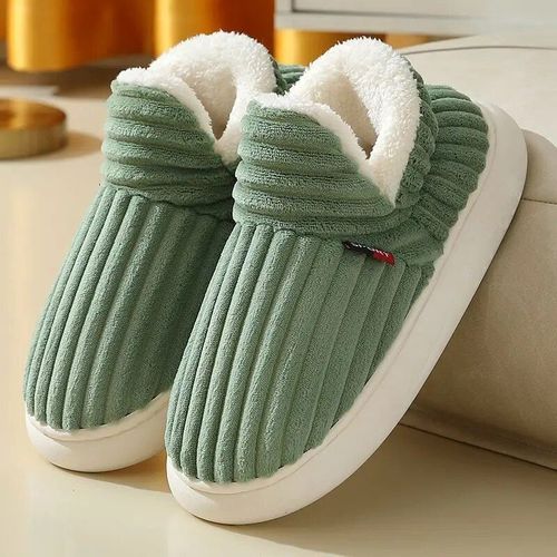 Chaussons D'intrieur Chauds En Peluche Pour Femmes,Chaussures En Coton  Talons Ronds Pour Femmes,Toboggans En Fourrure Pour Couple,Non Ald,Maison,Hiver