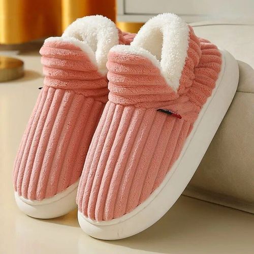 Chaussons D'intrieur Chauds En Peluche Pour Femmes,Chaussures En Coton  Talons Ronds Pour Femmes,Toboggans En Fourrure Pour Couple,Non Ald,Maison,Hiver