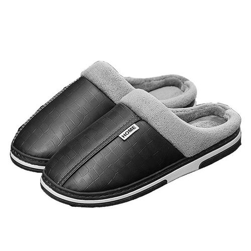Chaussons D'intrieur En Cuir Impermables Pour Femmes Et Hommes,Fourrure Chaude,Chaussures Plates Pour Couples,Chaussures En Coton Pour Dames,Hiver 2023