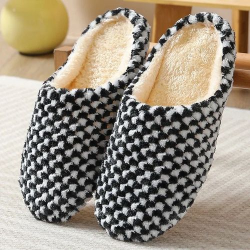 Chaussons D'intrieur En Peluche Pour Femmes,Fourrure Chaude,Chaussures  Plateforme Optique,Motif En Latex,Semelle Souple,Coton,Mode,Hiver