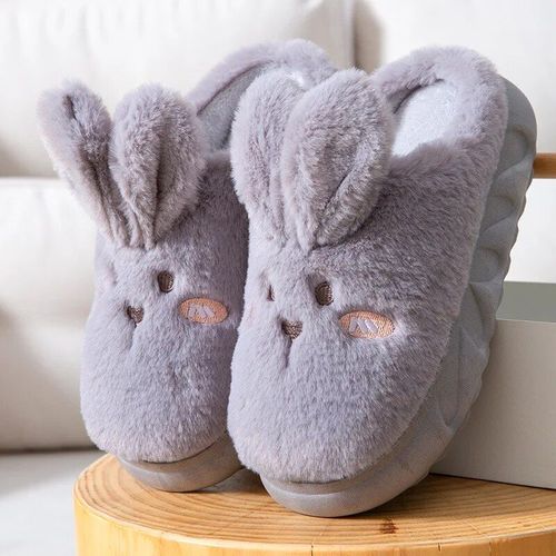 Chaussons De Lapin Blanc Moelleux Pour Femmes,Pantoufles De Maison En Coton,Chaussures  Semelle Souple En Fourrure Douce,Maison Et Intrieur,Chaud Et Mignon,Hiver