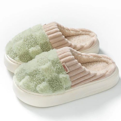 Chaussons De Maison En Fourrure D'hiver Pour Hommes Et Femmes,Chaussures Chaudes En Coton,Semelle Haute Optique,Toboggans En Fourrure Confortables,Intrieur,Chambre  Coucher,Amoureux Des Dames