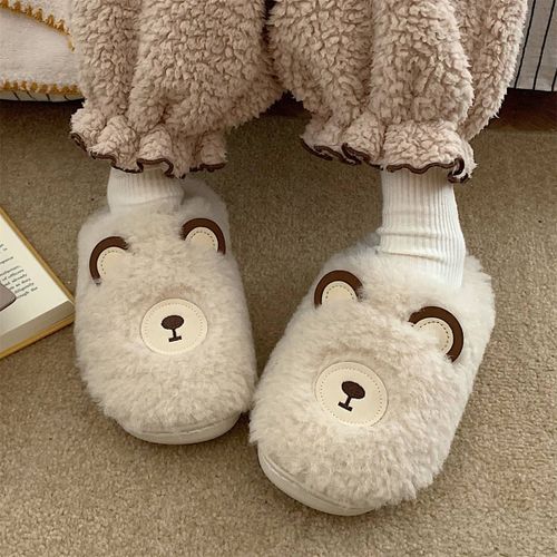 Chaussons En Coton Ours Mignons Pour Filles D'hiver Avec Des Chaussures En Peluche Chaudes