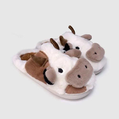 Chaussons En Peluche De Vache Pour Femmes,Chaussures En Coton,L'offre Elles Optiques - 33