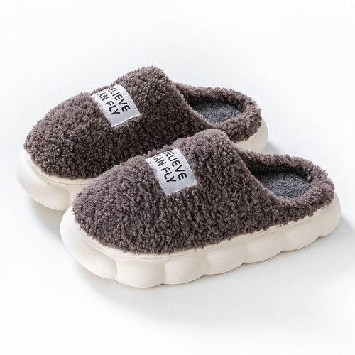 Chaussons Moelleux Chauds Pour Hommes Et Femmes,Chaussures En Coton Pelucheux,Talons Hauts,Semelle Optique,Maison,Intrieur,Extrieur,Couples,Hiver,Mnage,Dames - 44-45