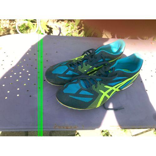 Chaussure Athltisme Asic Bleu Et Jaune Servi 4 Fois 