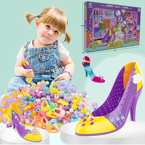 Chaussures  Assembler Faites  La Main Pour Filles, Bricolage De Jouets De Perles, Simulation De Bracelet De Perles  Talons Hauts, Simulation De Jeu De Puzzle, Cadeau De Princesse