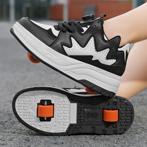 Chaussures  Roulettes Pour Enfants Chaussures De Course Pour Filles Chaussures Invisible De Patinage  Roues Double Rouleau Explosif Noir Taille 29