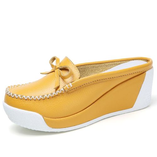 Chaussures  Semelle Plate Pour Femmes,Mocassins D't Dcoups En Cuir Et Daim, Semelles Compenses Dcontractes, Enfiler