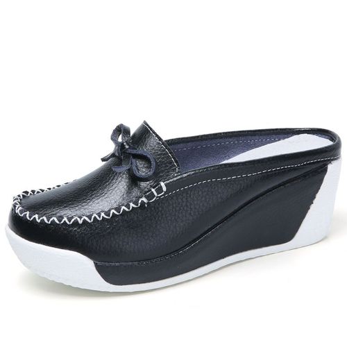 Chaussures  Semelle Plate Pour Femmes,Mocassins D't Dcoups En Cuir Et Daim, Semelles Compenses Dcontractes, Enfiler
