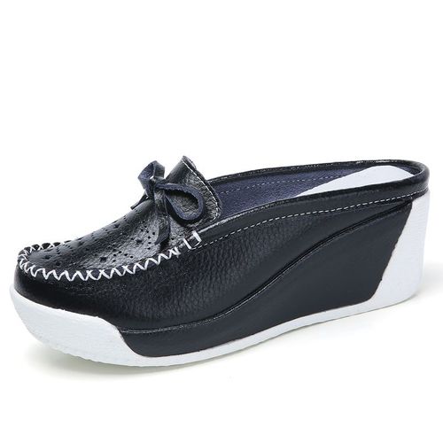 Chaussures  Semelle Plate Pour Femmes,Mocassins D't Dcoups En Cuir Et Daim, Semelles Compenses Dcontractes, Enfiler