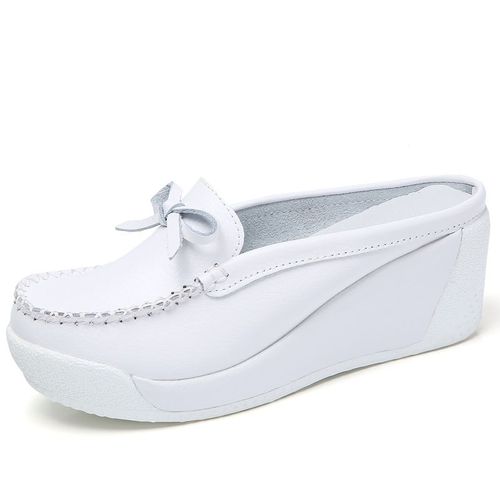 Chaussures  Semelle Plate Pour Femmes,Mocassins D't Dcoups En Cuir Et Daim, Semelles Compenses Dcontractes, Enfiler