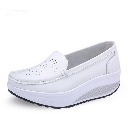 Chaussures  Semelle Plate Pour Femmes,Mocassins D't Dcoups En Cuir Et Daim, Semelles Compenses Dcontractes, Enfiler