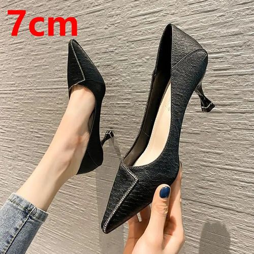 Chaussures  Talons Aiguilles En Cuir Pu Pour Femmes,Jolies Chaussures  Talons Aiguilles,Vert,Pour Bureau,Fte,Bote De Nuit,Noir,H6153 - 36