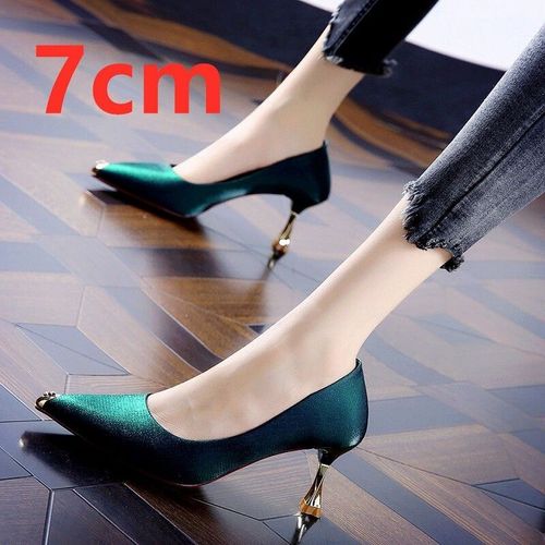 Chaussures  Talons Aiguilles En Cuir Pu Pour Femmes,Jolies Chaussures  Talons Aiguilles,Vert,Pour Bureau,Fte,Bote De Nuit,Noir,H6153 - 40