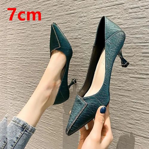 Chaussures  Talons Aiguilles En Cuir Pu Pour Femmes,Jolies Chaussures  Talons Aiguilles,Vert,Pour Bureau,Fte,Bote De Nuit,Noir,H6153 - 40