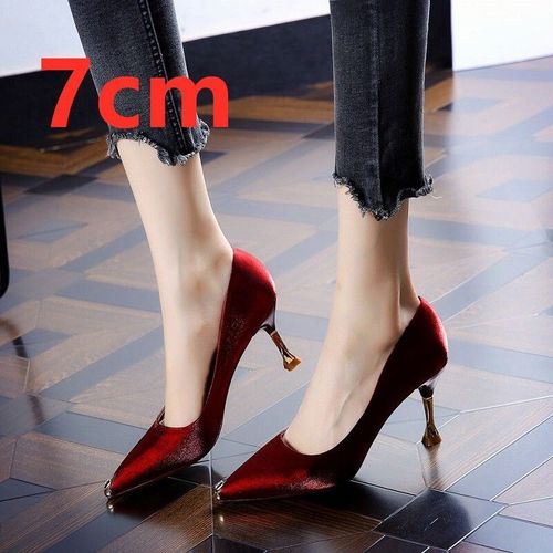 Chaussures  Talons Aiguilles En Cuir Pu Pour Femmes,Jolies Chaussures  Talons Aiguilles,Vert,Pour Bureau,Fte,Bote De Nuit,Noir,H6153 - 35