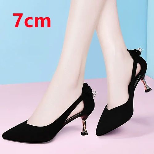 Chaussures  Talons Aiguilles En Cuir Pu Pour Femmes,Jolies Chaussures  Talons Aiguilles,Vert,Pour Bureau,Fte,Bote De Nuit,Noir,H6153 - 36
