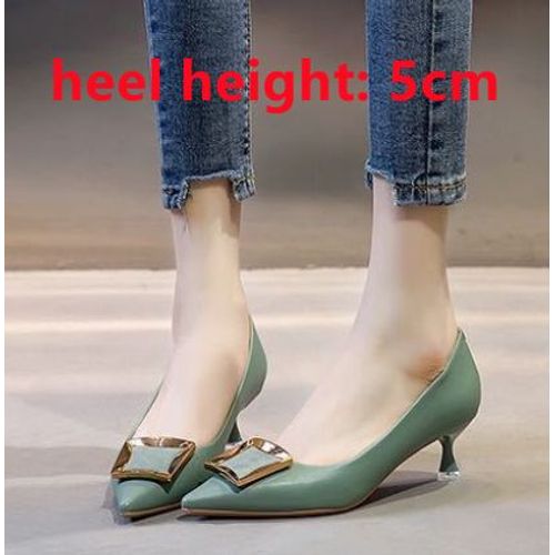 Chaussures  Talons Aiguilles En Cuir Pu Pour Femmes,Jolies Chaussures  Talons Aiguilles,Vert,Pour Bureau,Fte,Bote De Nuit,Noir,H6153 - 35