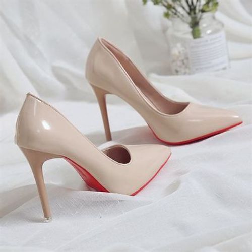 Chaussures  Talons Aiguilles En Cuir Verni,Escarpins Pointus,Chaussures De Travail Professionnelles,Noir,Coren,Sexy,Simple,Petit,Frais,Document Nude - 35