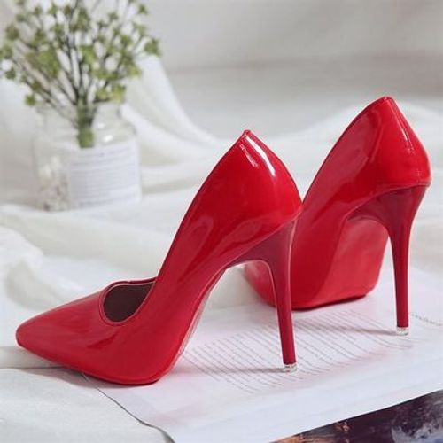 Chaussures  Talons Aiguilles En Cuir Verni,Escarpins Pointus,Chaussures De Travail Professionnelles,Noir,Coren,Sexy,Simple,Petit,Frais,Document Nude - 40