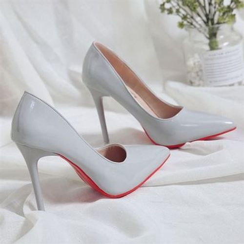 Chaussures  Talons Aiguilles En Cuir Verni,Escarpins Pointus,Chaussures De Travail Professionnelles,Noir,Coren,Sexy,Simple,Petit,Frais,Document Nude - 36
